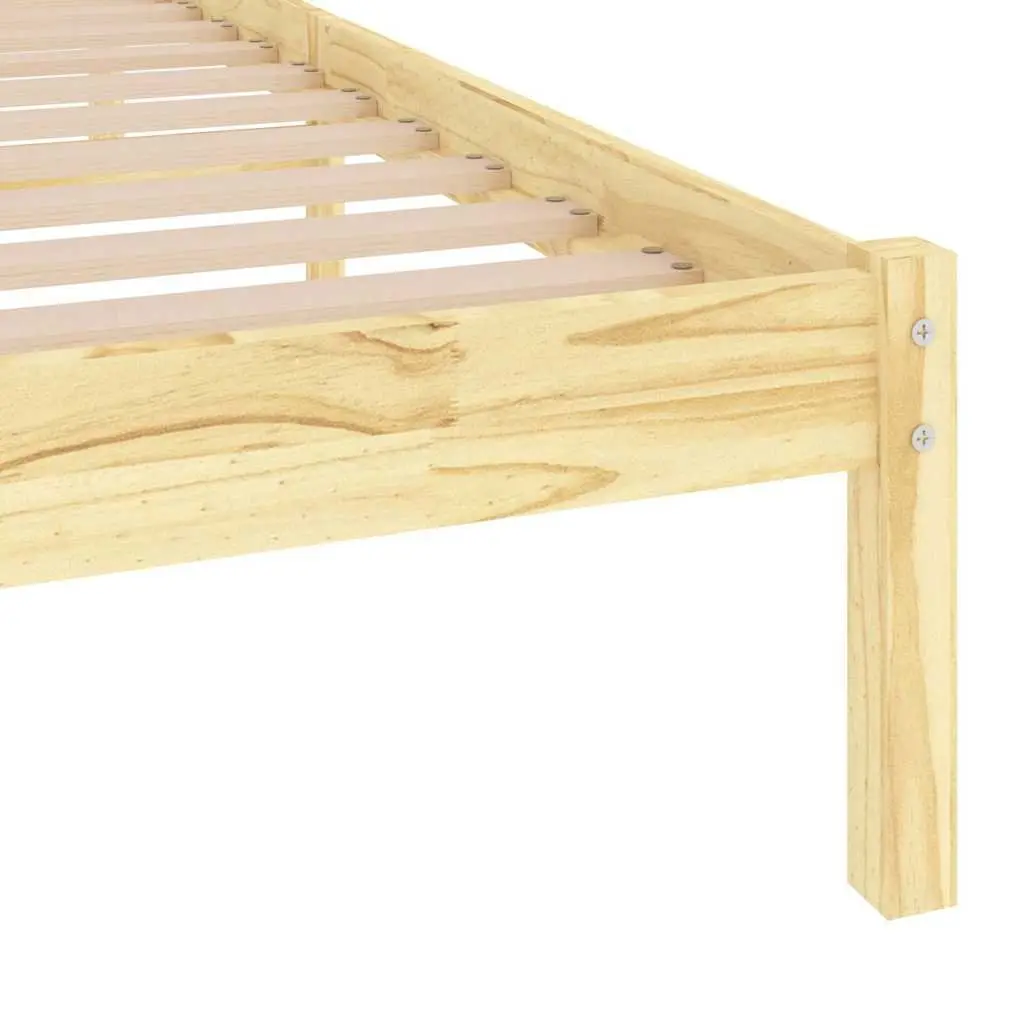 Solid Wood Bed Frame Solid Pinewood 90x190 cm Brown Single Slatted