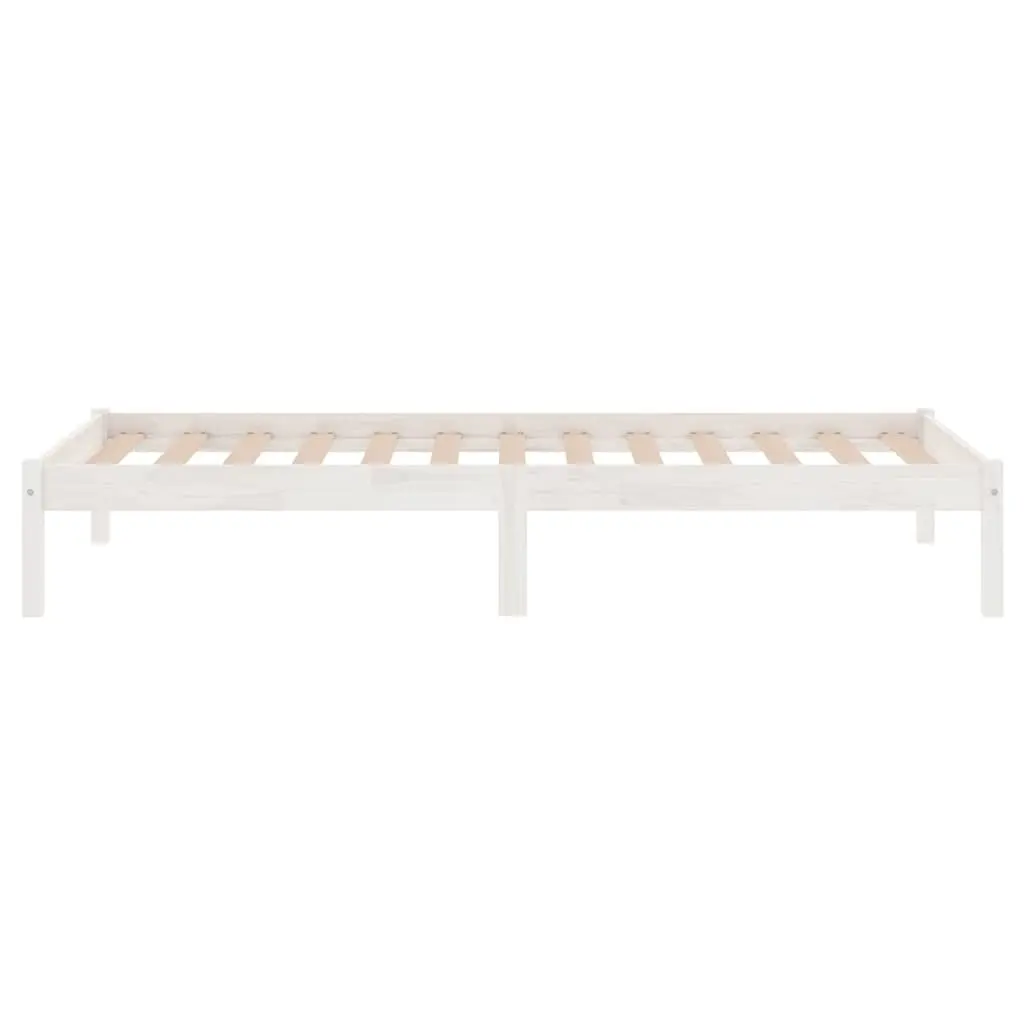 Solid Pinewood Bed Frame 90x190 cm White Slatted Base Modern Bedroom Furniture