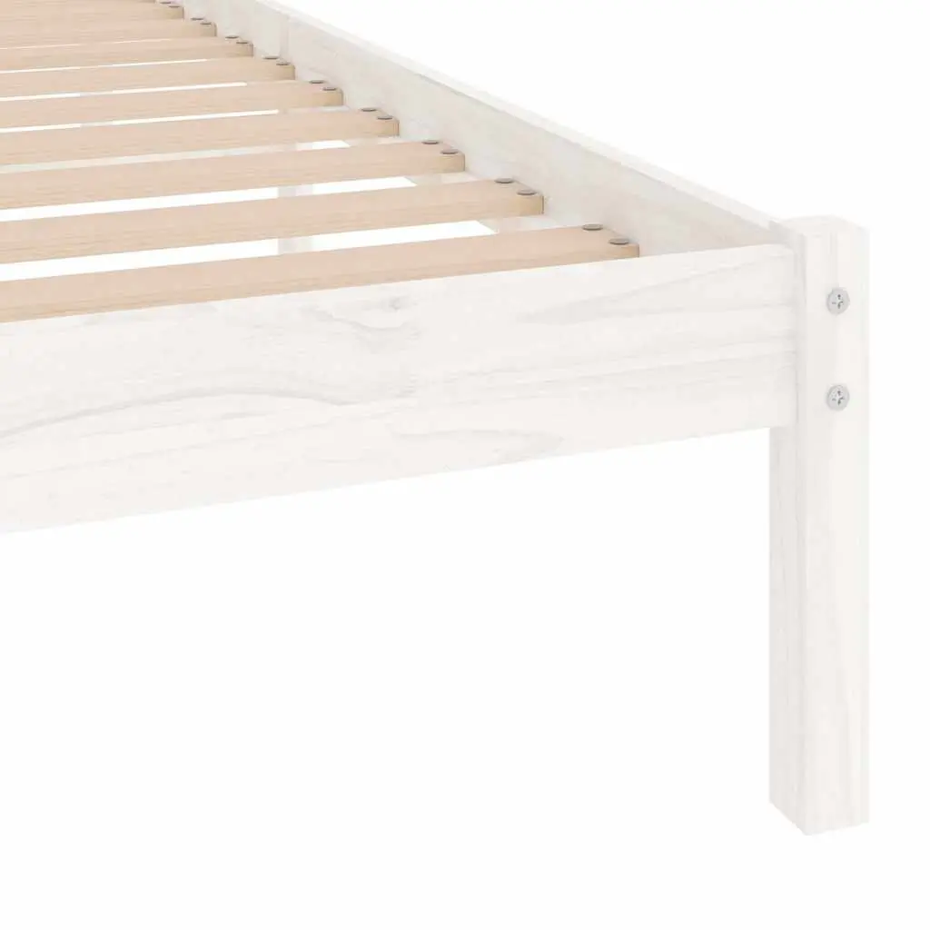 Solid Pinewood Bed Frame 90x190 cm White Slatted Base Modern Bedroom Furniture