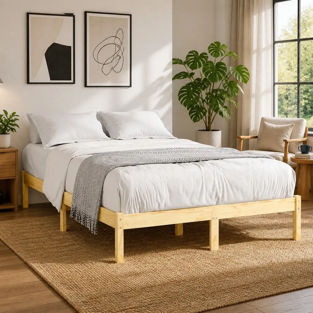Bed Frame Solid Pinewood 135x190 cm Brown Slatted Base