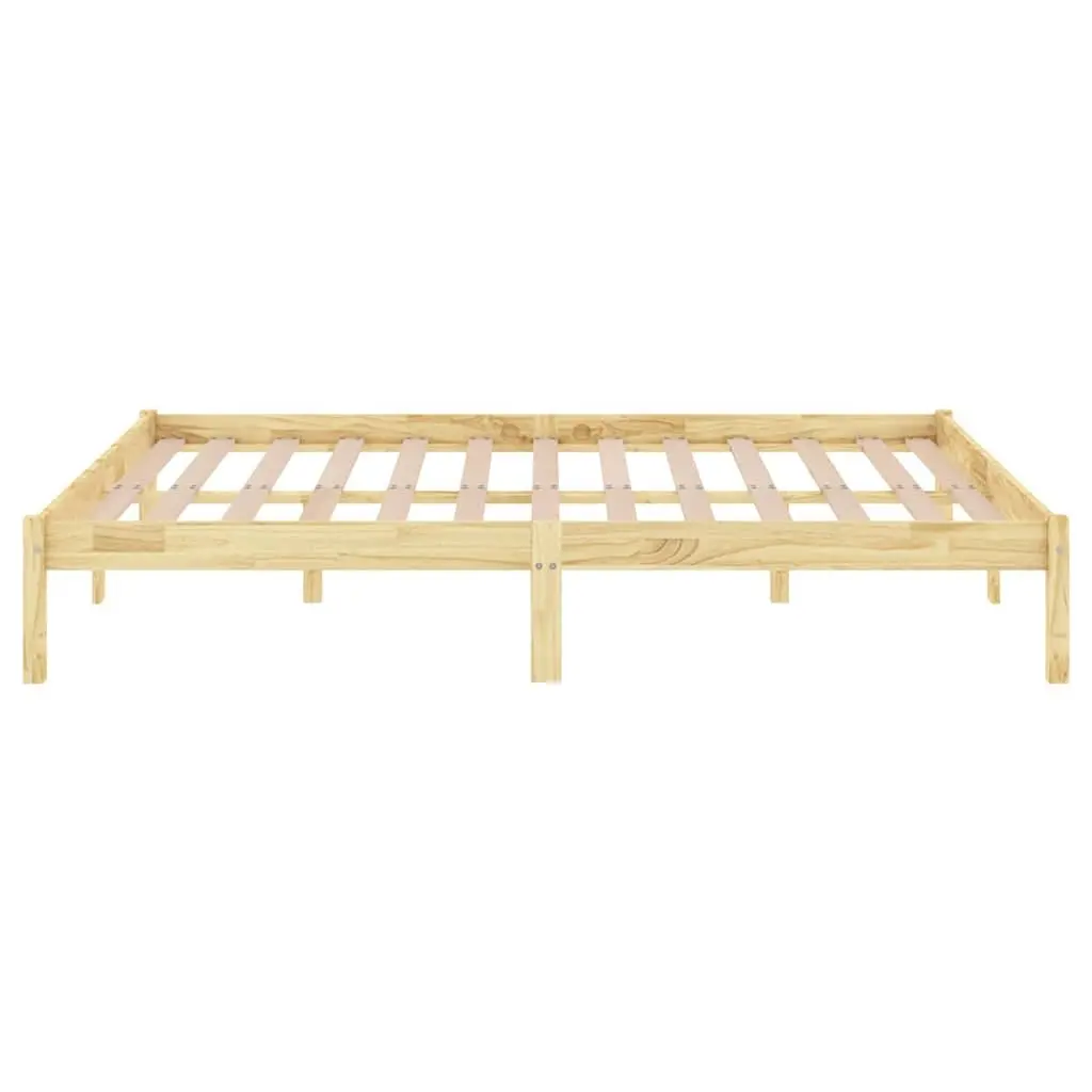 Bed Frame Solid Pinewood 135x190 cm Brown Slatted Base