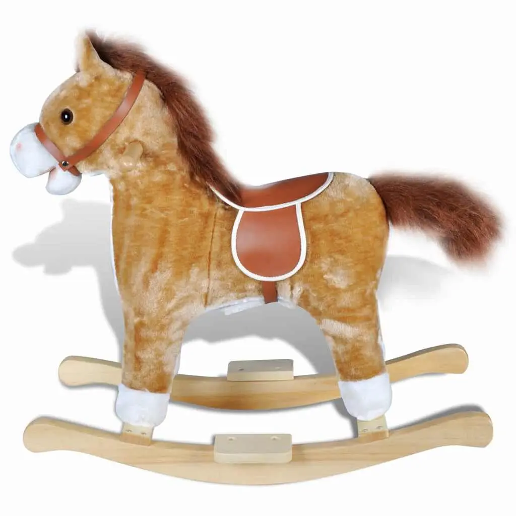 Rocking Horse Soft Plush Baby Toy Brown for Infants and Toddlers