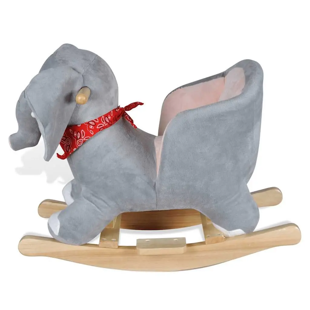 Elephant Rocking Toy Plush Soft Bouncer Grey for Babies and Toddlers with Padded Supportive Seat