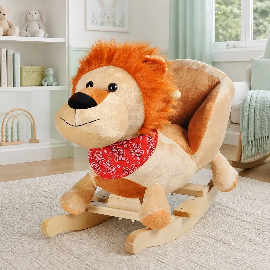 Rocking Toy Plush Lion Beige for Babies and Toddlers