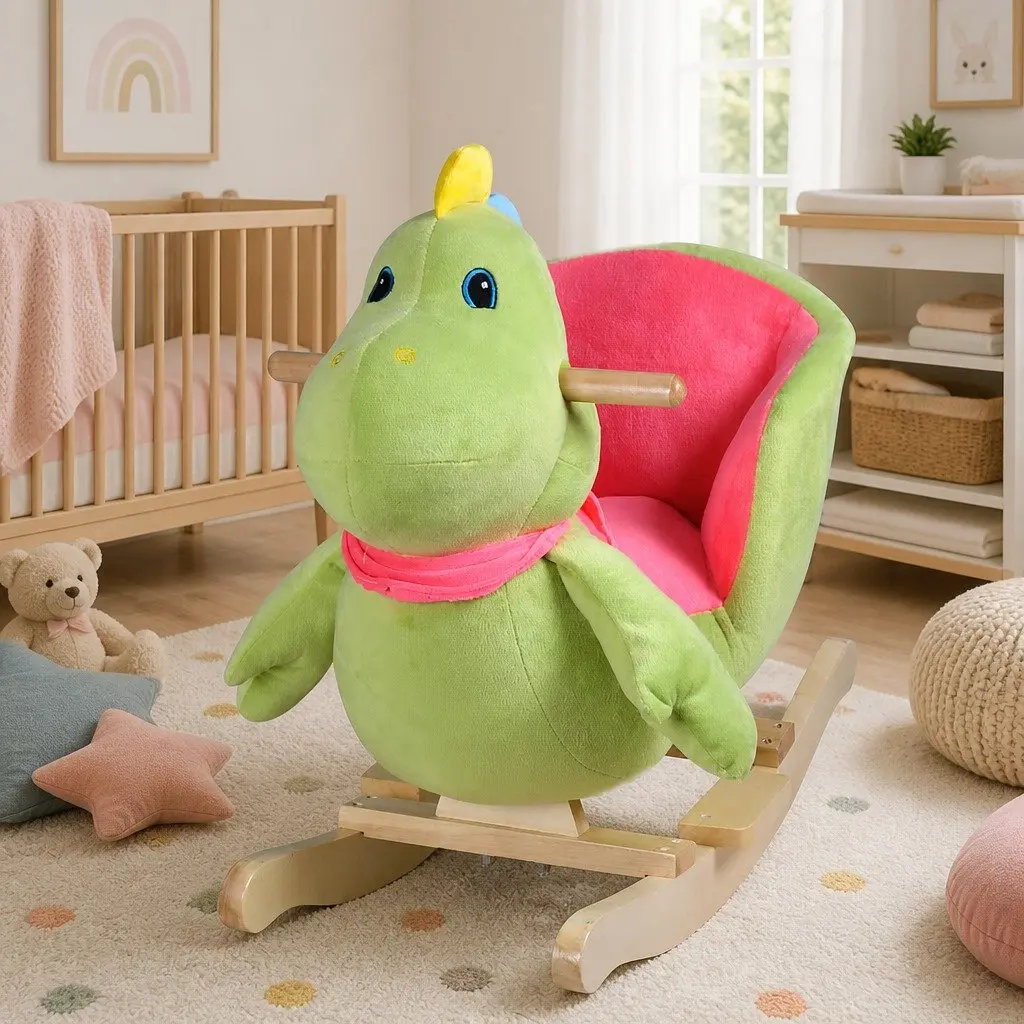 Rocking Animal Dinosaur Baby Rocker Toy Soft Plush Padded Seat Toddler Bouncer