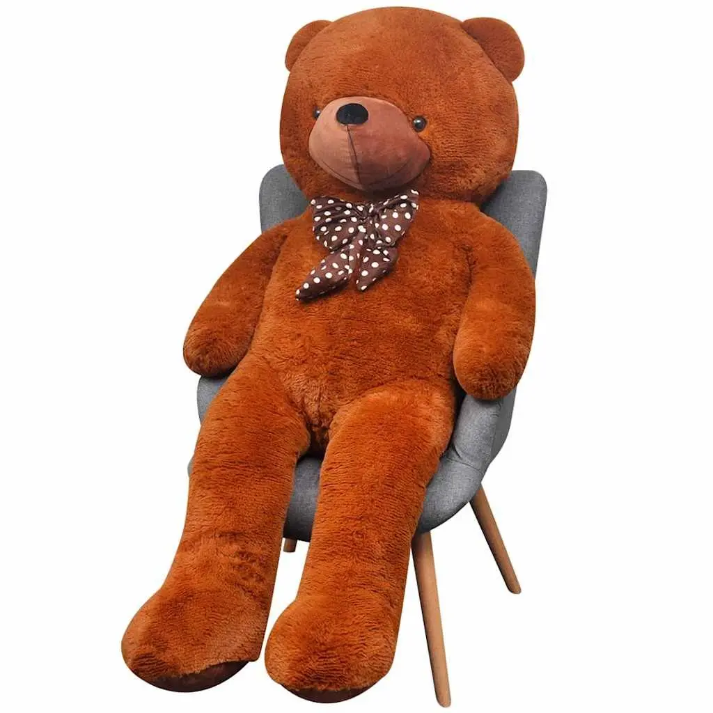XXL Brown Plush Teddy Bear 160cm Soft Cuddly Toy for Kids and Adults with Bow Tie