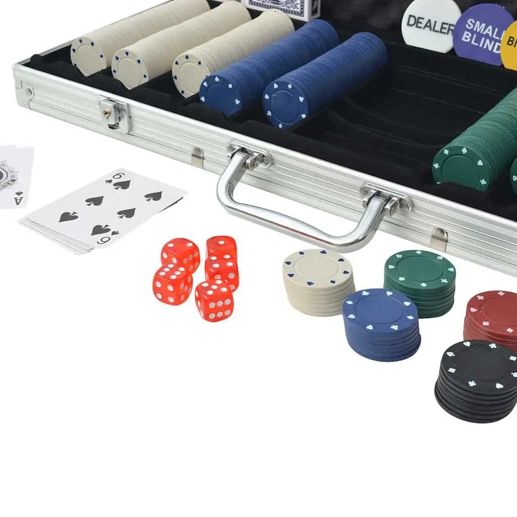 Poker Set Aluminium Case 500 Chips Casino Dice Cards Game Night