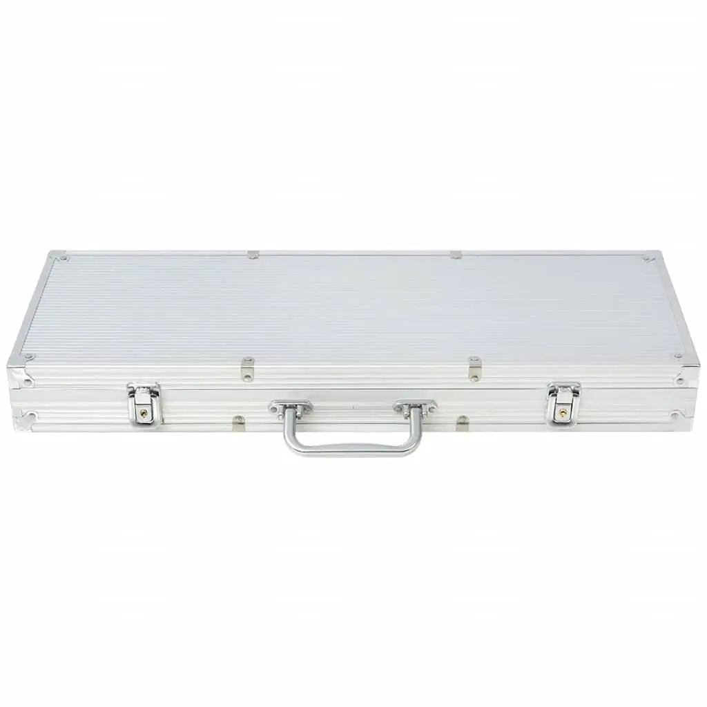 Poker Set Aluminium Case 500 Laser Chips 2 Decks Playing Cards 5 Casino Dice Buttons