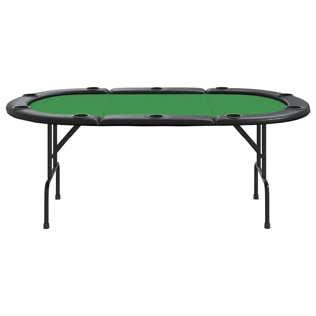 Poker Table Folding Steel Frame 10 Player Green Padded Rim