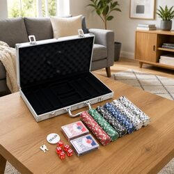 Poker Chip Set 300 pcs 11.5g Casino Game Cards Dice Dealer Button Carry Case