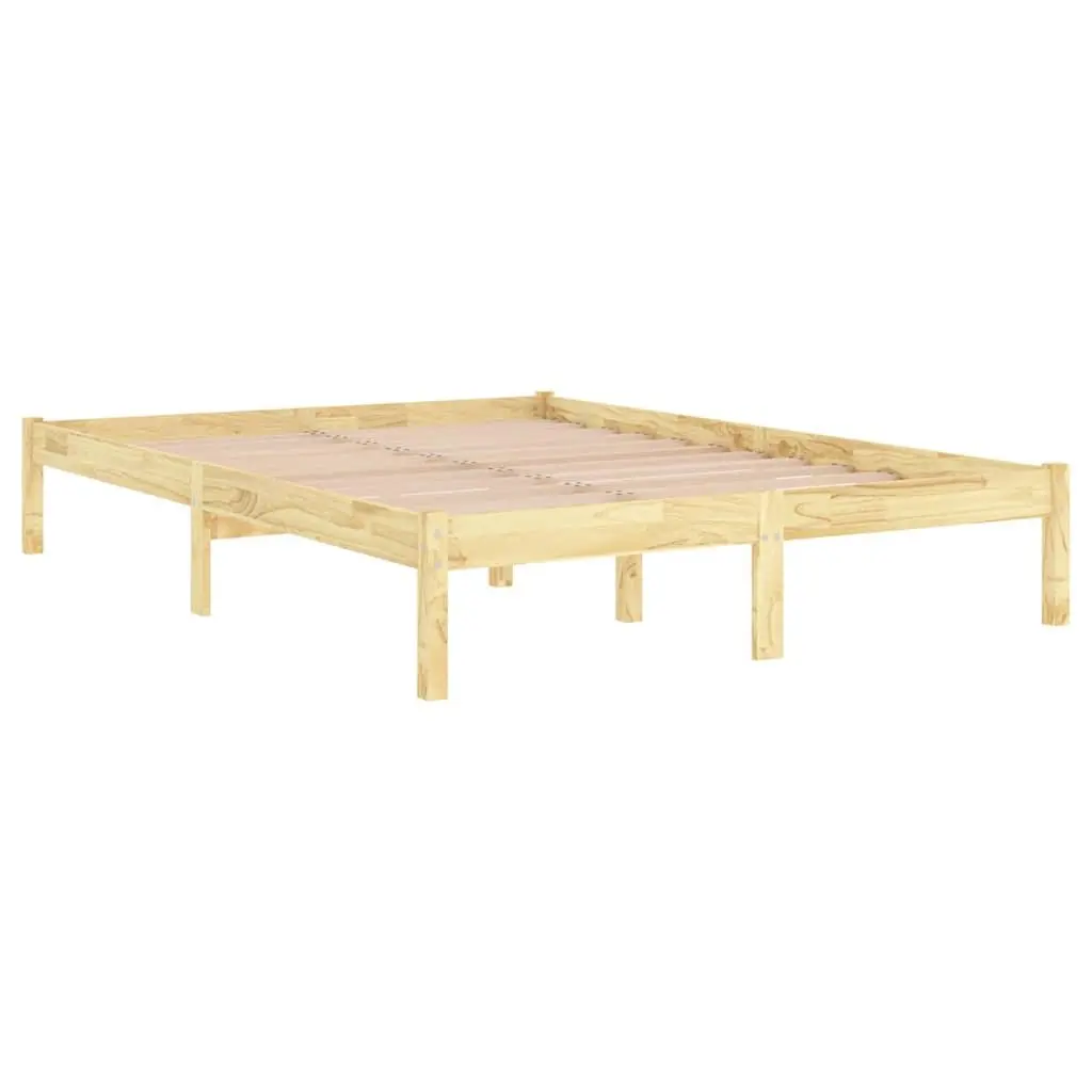 King Size Bed Frame Solid Pinewood 183x203 cm Brown