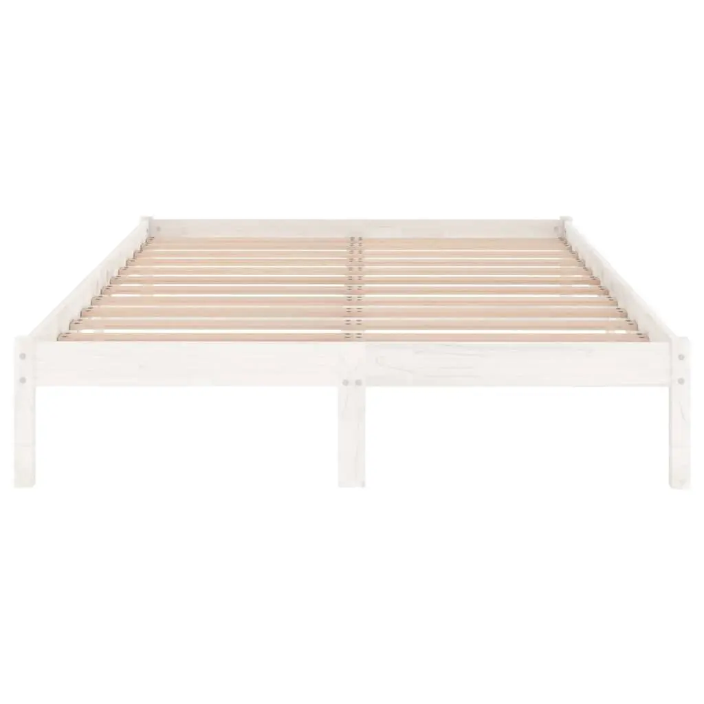 White Solid Wood King Bed Frame 183x203cm Modern Bedroom Furniture Slatted Base