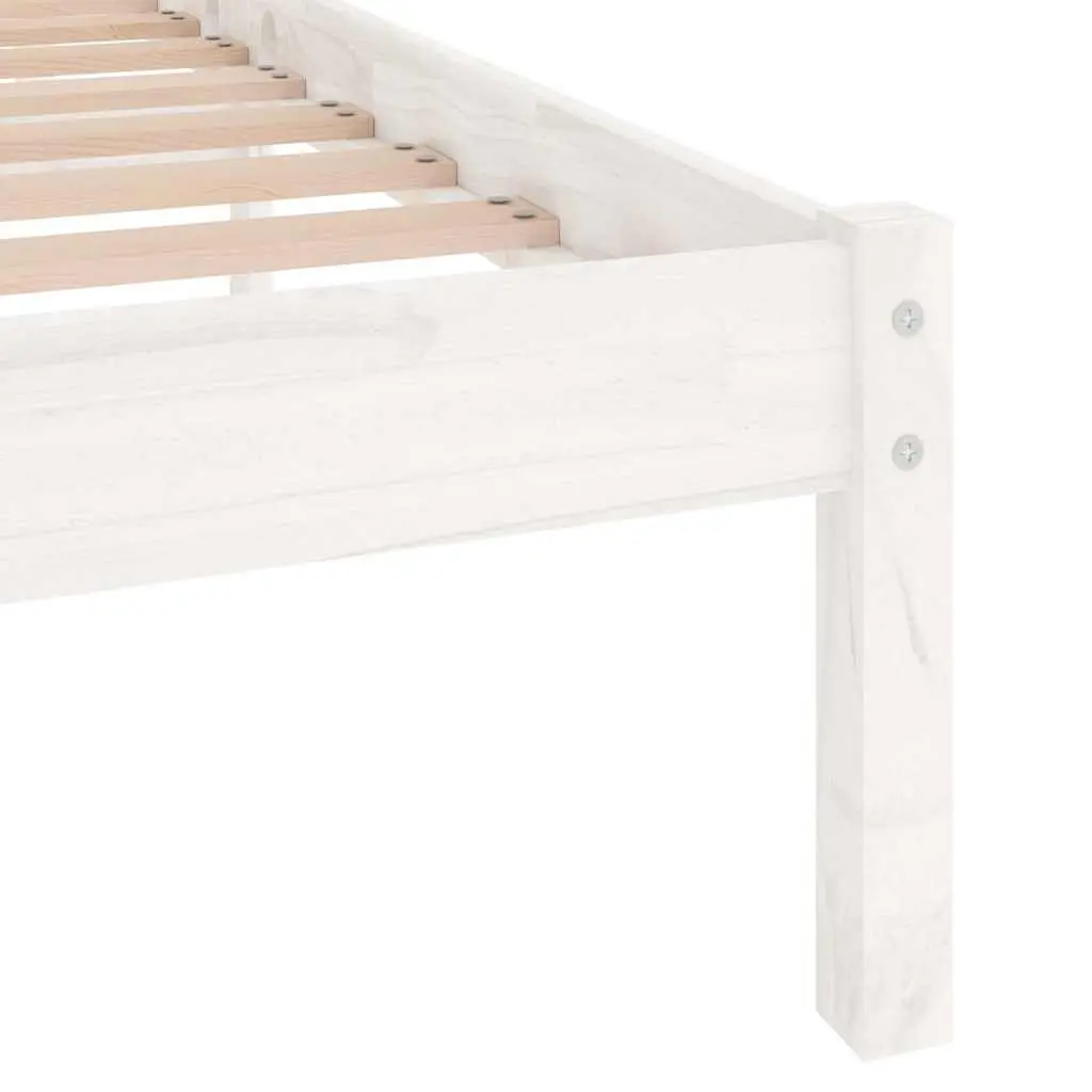 White Solid Wood King Bed Frame 183x203cm Modern Bedroom Furniture Slatted Base