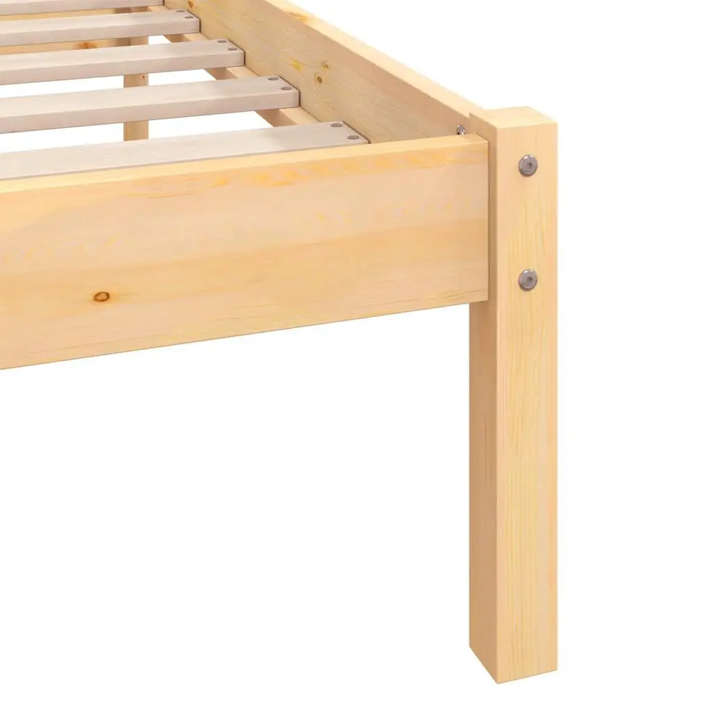 King Size Bed Frame Solid Pinewood 183x203cm Brown Slatted Base Modern Bedroom Furniture