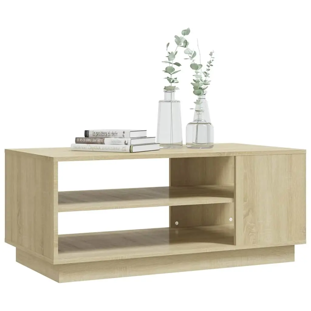 Coffee Table Engineered Wood 102 x 55 x 43 cm Brown Modern with Storage Shelves