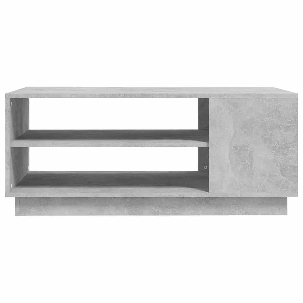 Grey Coffee Table with Storage Shelves Modern Design Living Room Accent