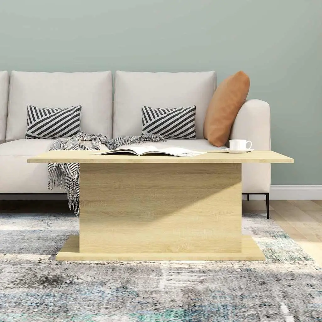 Coffee Table Engineered Wood 102 x 55.5 x 40 cm Sonoma Oak Beige