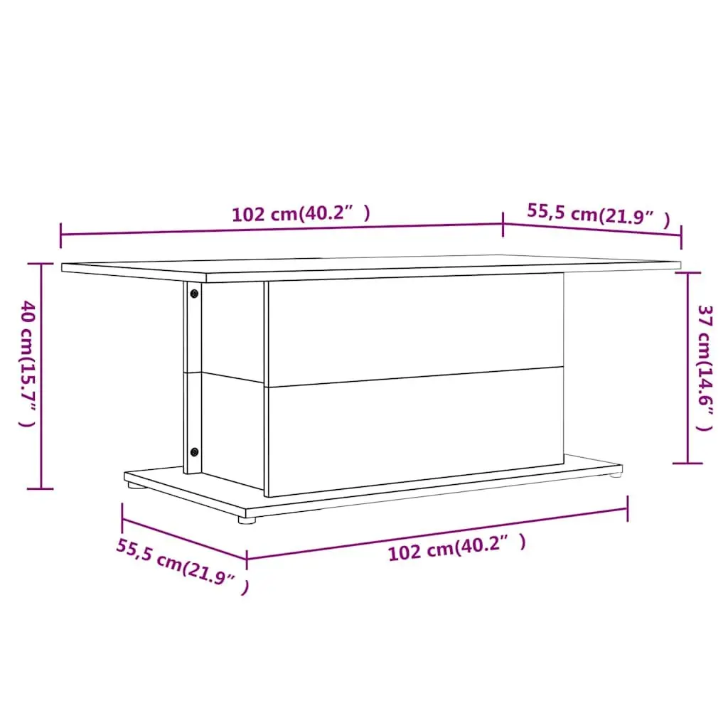 Coffee Table Engineered Wood 102 x 55.5 x 40 cm Sonoma Oak Beige