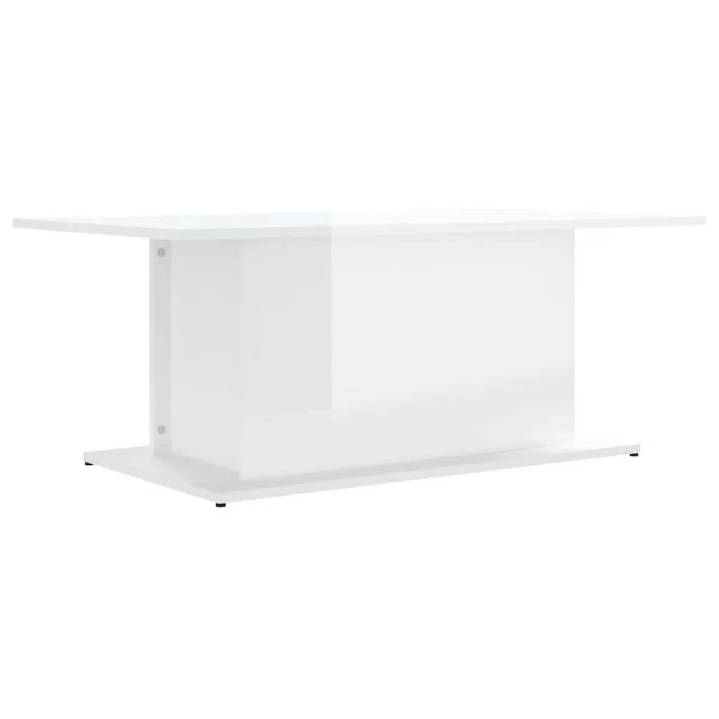 Accent Table High Gloss White Engineered Wood 102x55.5x40cm Coffee Table for Living Room
