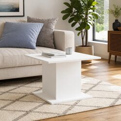 Coffee Table White Accent Living Room Furniture Engineered Wood Modern Style