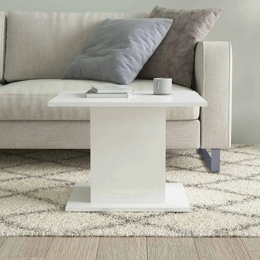 Coffee Table Engineered Wood High Gloss White 55.5x55.5x40cm