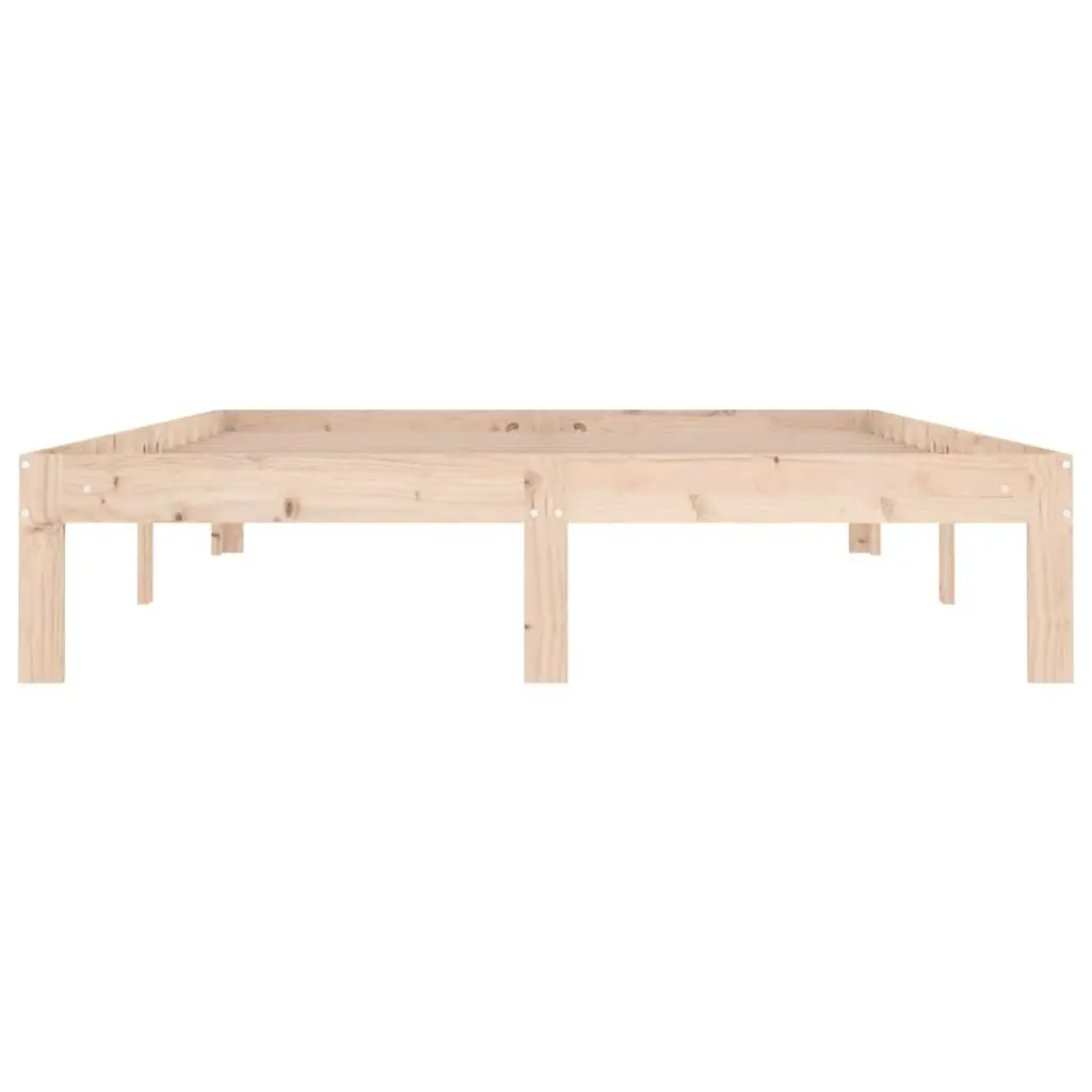 Solid Pine Wood Bed Frame Brown Double Size 135x190 cm Sturdy Construction Furniture