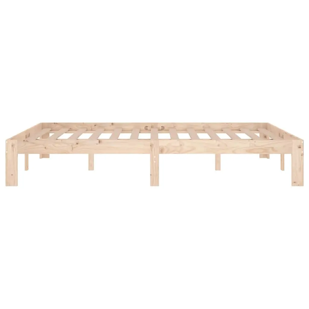 Solid Pine Wood Bed Frame Brown Double Size 135x190 cm Sturdy Construction Furniture