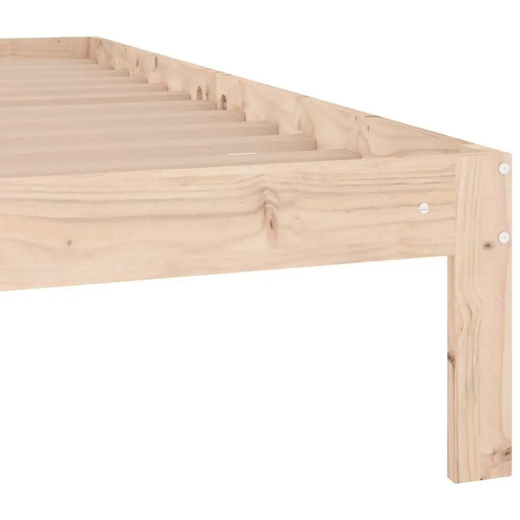 Solid Pine Wood Bed Frame Brown Double Size 135x190 cm Sturdy Construction Furniture