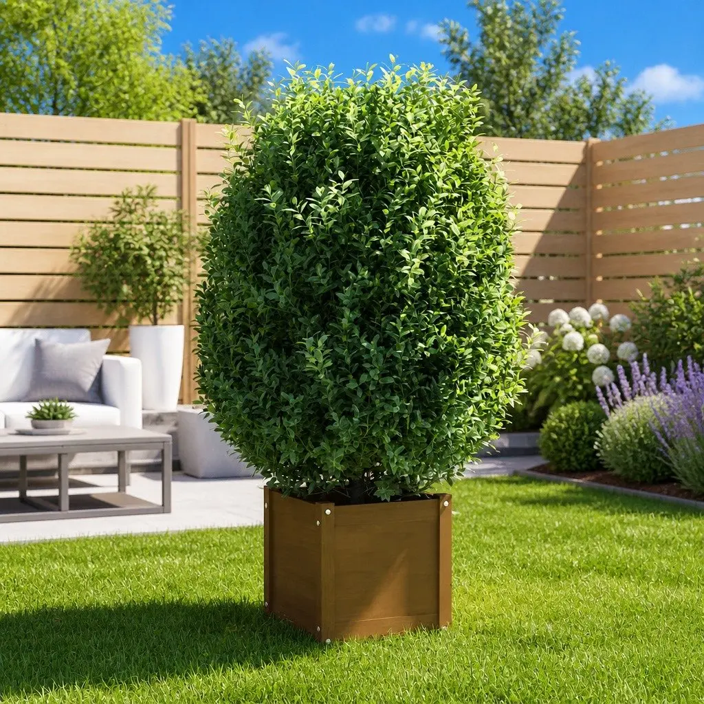 Solid Pinewood Garden Planter Brown 40x40x40 cm Wooden Flower Box Pot