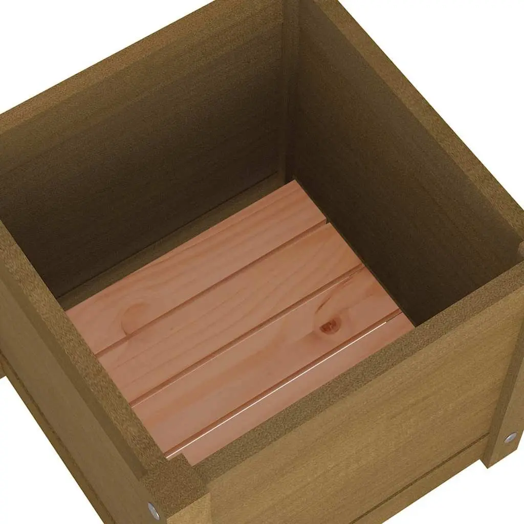 Solid Pinewood Garden Planter Brown 40x40x40 cm Wooden Flower Box Pot