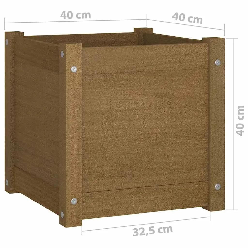 Solid Pinewood Garden Planter Brown 40x40x40 cm Wooden Flower Box Pot