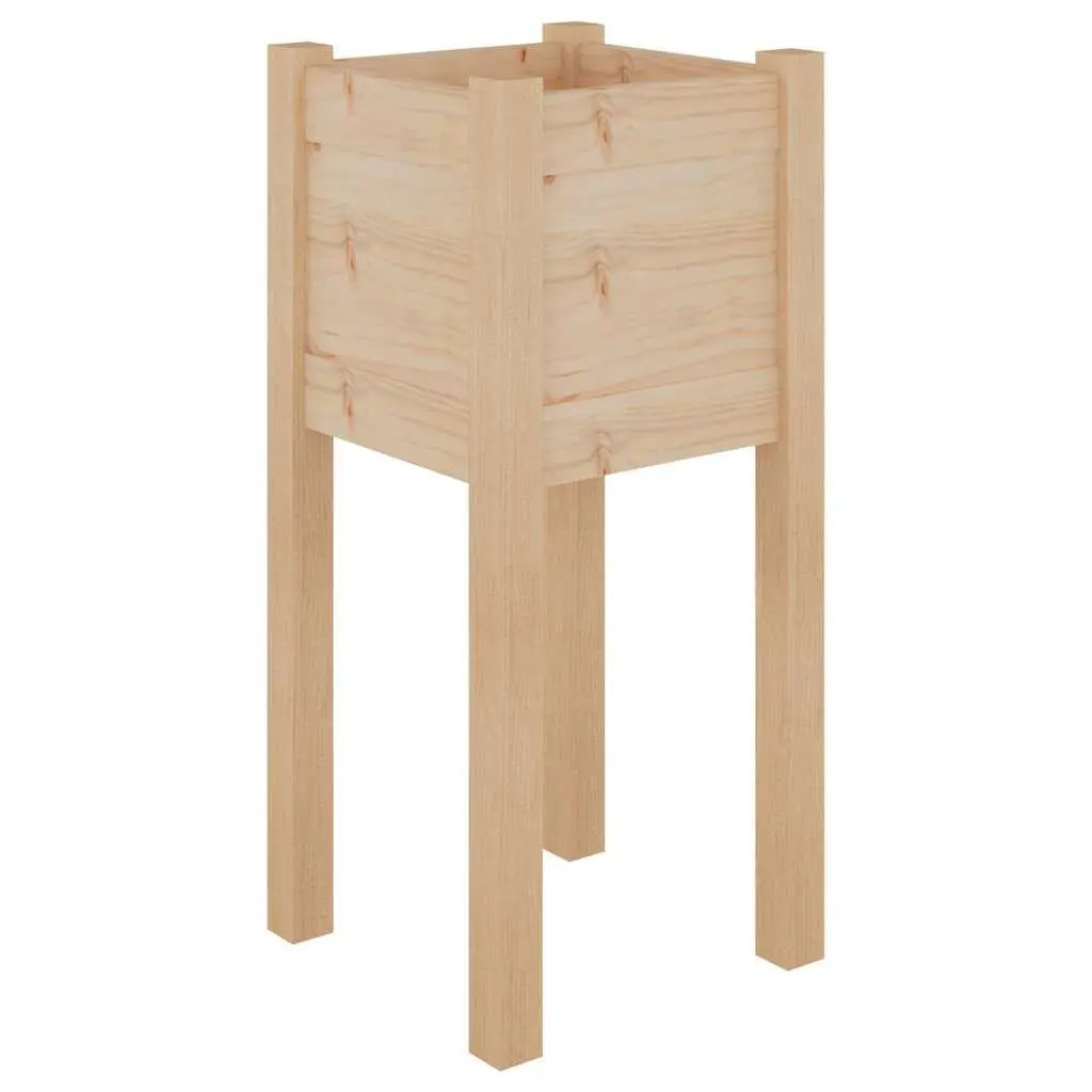 Wooden Raised Bed Planter Box Outdoor 31x31x70 cm Brown Durable Garden Container