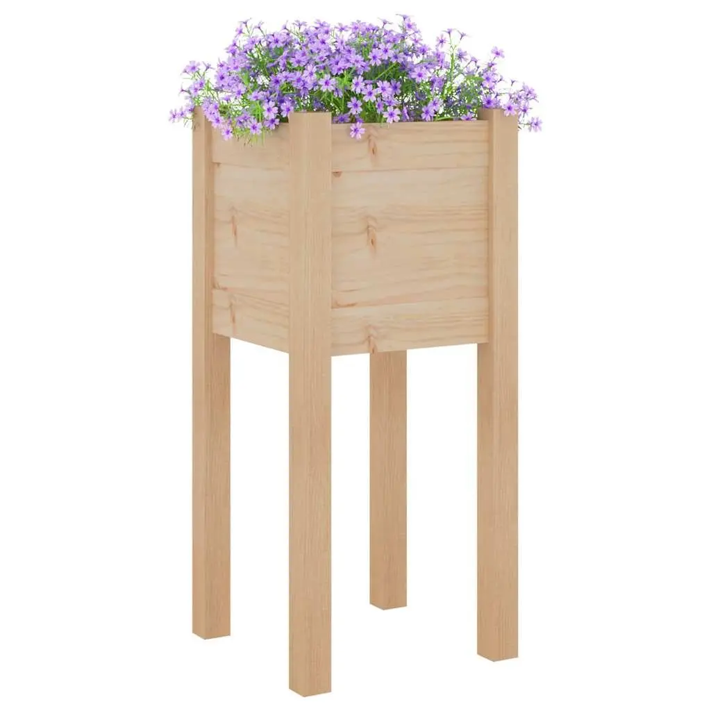Wooden Raised Bed Planter Box Outdoor 31x31x70 cm Brown Durable Garden Container