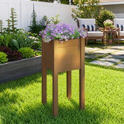 Practical Solid Pinewood Outdoor Planter Box 31x31x70cm