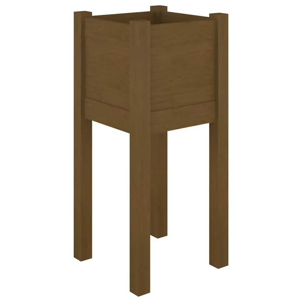 Outdoor Planter Box Flower Bed Brown Solid Pinewood 31x31x70cm