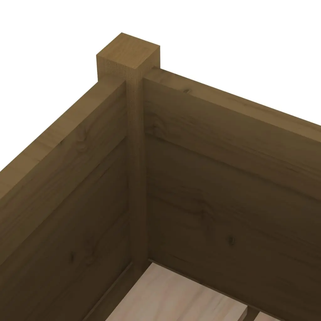 Outdoor Planter Box Flower Bed Brown Solid Pinewood 31x31x70cm
