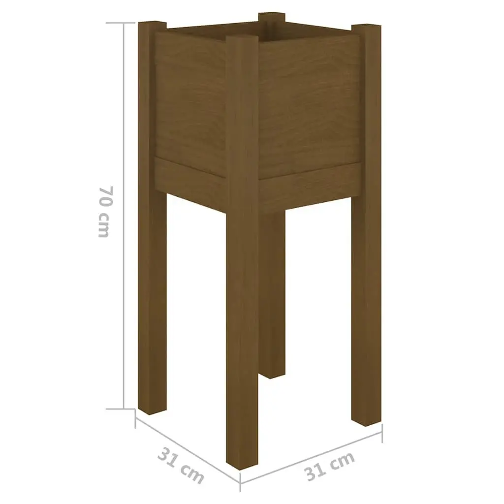 Outdoor Planter Box Flower Bed Brown Solid Pinewood 31x31x70cm