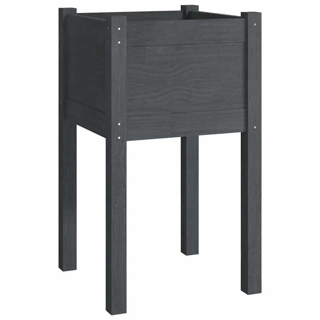 Garden Planter Box Grey 40x40x70 cm Raised Bed Wooden Flower Pot Outdoor