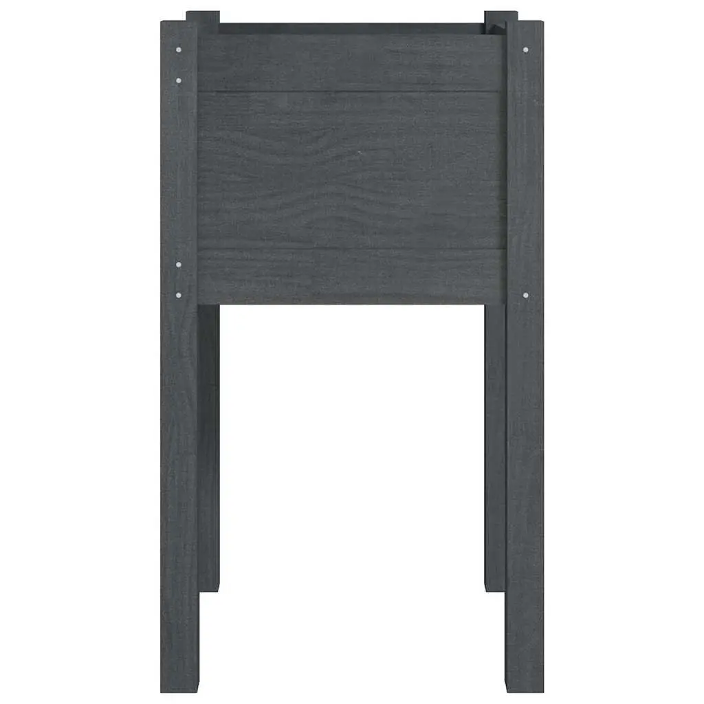 Garden Planter Box Grey 40x40x70 cm Raised Bed Wooden Flower Pot Outdoor