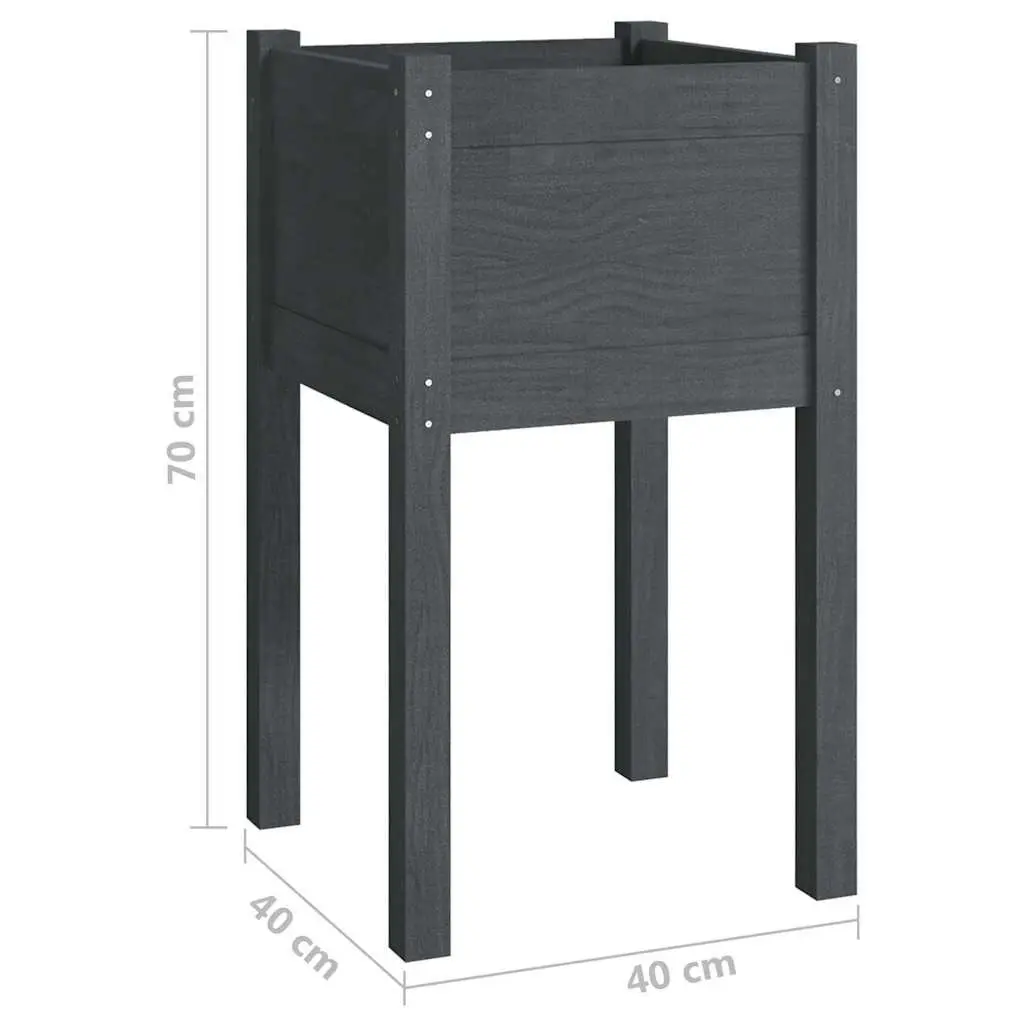 Garden Planter Box Grey 40x40x70 cm Raised Bed Wooden Flower Pot Outdoor
