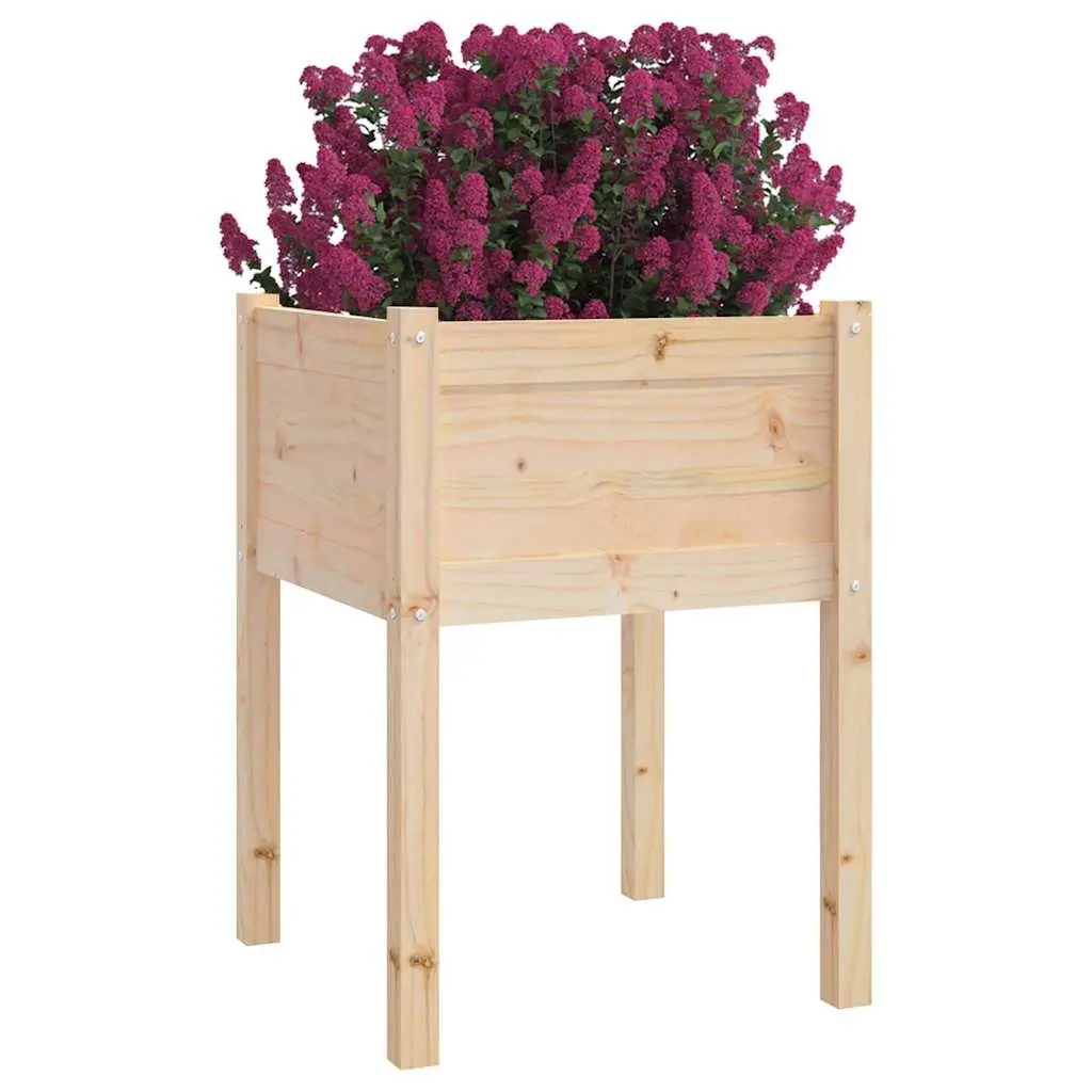 Garden Planters Wooden 50x50x70 cm Brown Raised Bed Outdoor Flower Box 2 Piece