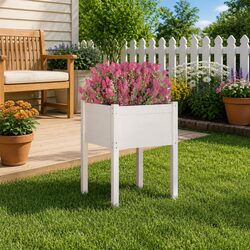 Raised Bed Wooden Planter Box for Outdoor Use 50x50x70cm