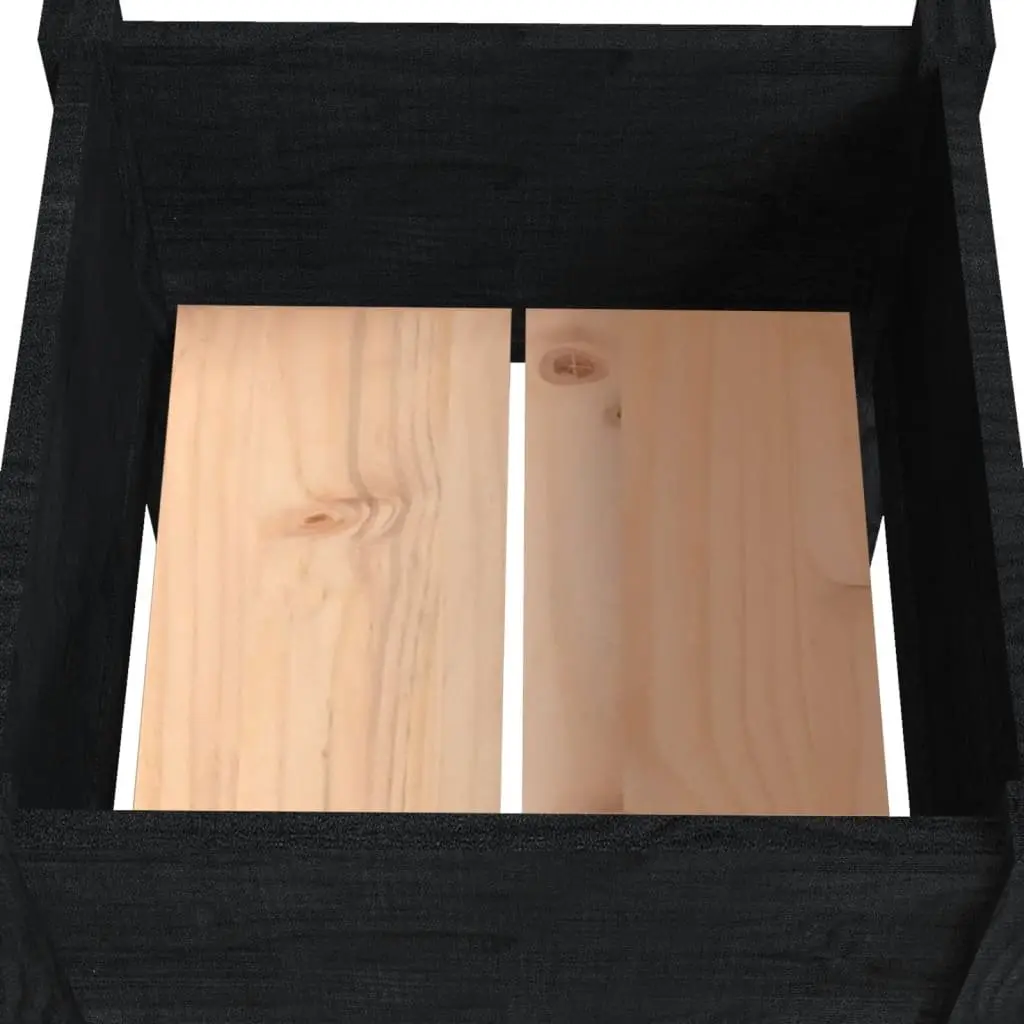 Wooden Garden Planters Raised Flower Bed Box Solid Pinewood Black 50x50x70 cm 2 Pieces