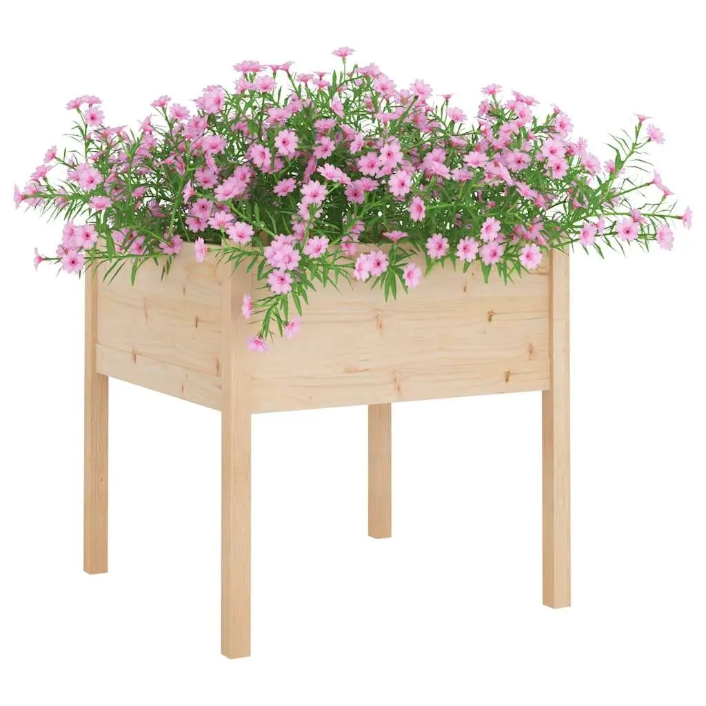 Garden Planters Solid Pinewood Deep Wide Brown 2 Piece