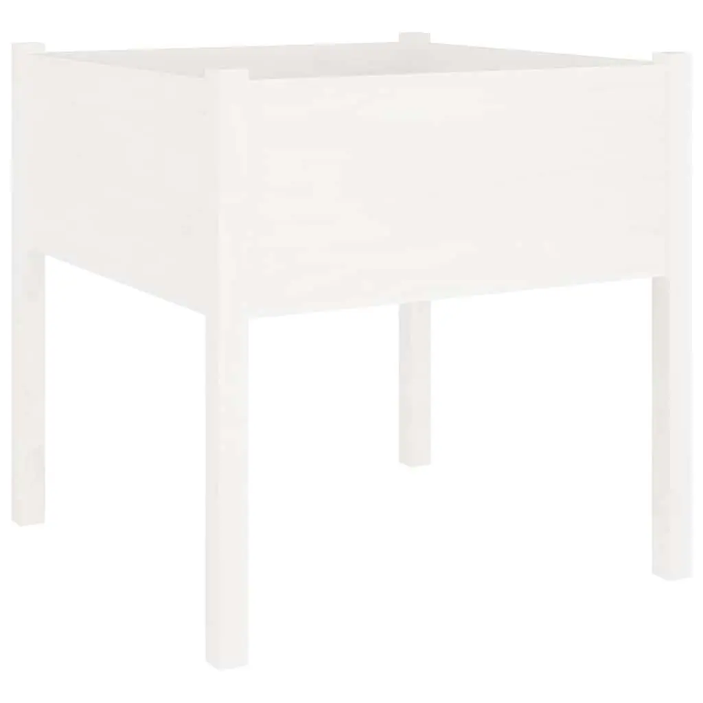 Outdoor Flower Pot Container Solid Wood 70x70x70cm White Garden Planter Box