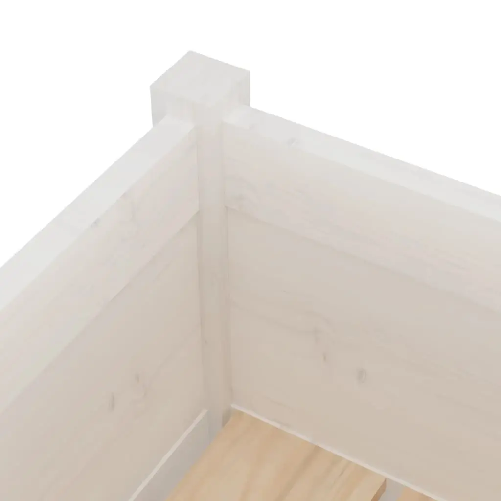 Outdoor Flower Pot Container Solid Wood 70x70x70cm White Garden Planter Box