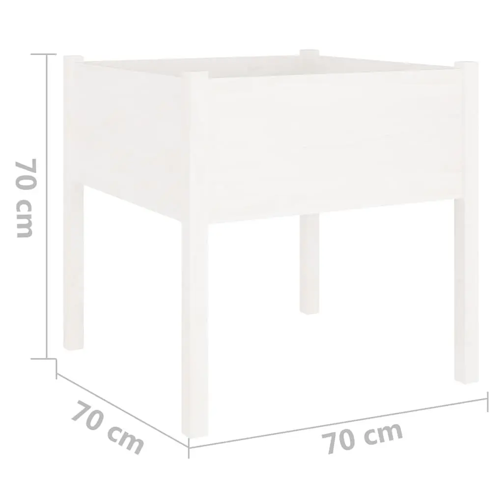 Outdoor Flower Pot Container Solid Wood 70x70x70cm White Garden Planter Box