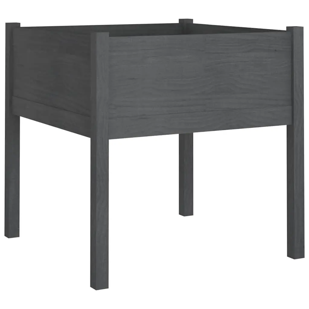 Garden Planters Solid Pinewood Large Deep Grey 2 Pieces