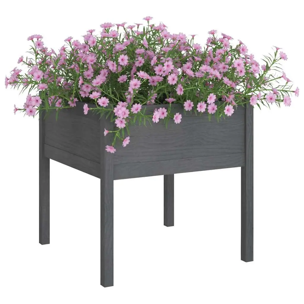 Garden Planters Solid Pinewood Large Deep Grey 2 Pieces