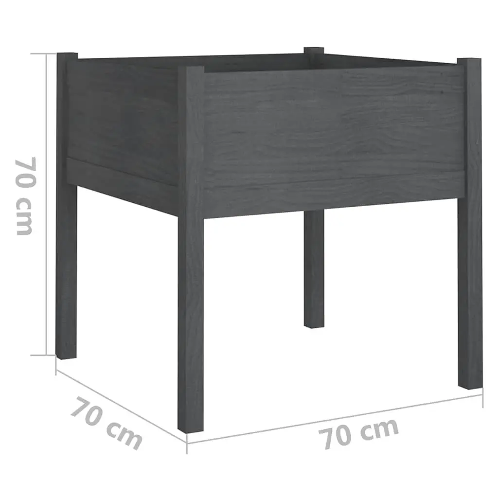 Garden Planters Solid Pinewood Large Deep Grey 2 Pieces